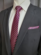 Black and Pink Diagonal Necktie and Pocket Square - The Upscale Banker