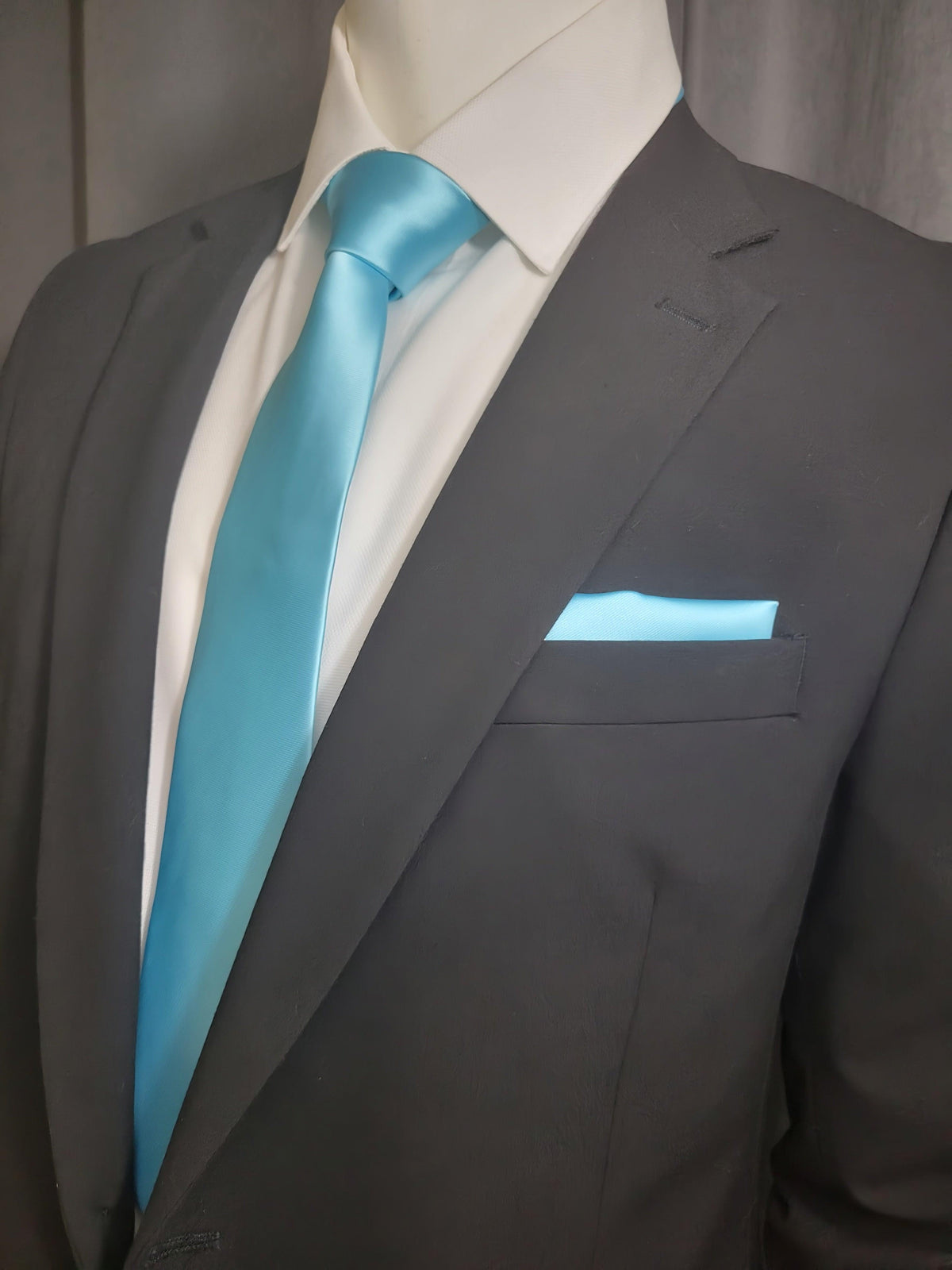 Blue Arctic Necktie and Pocket Square - The Upscale Banker