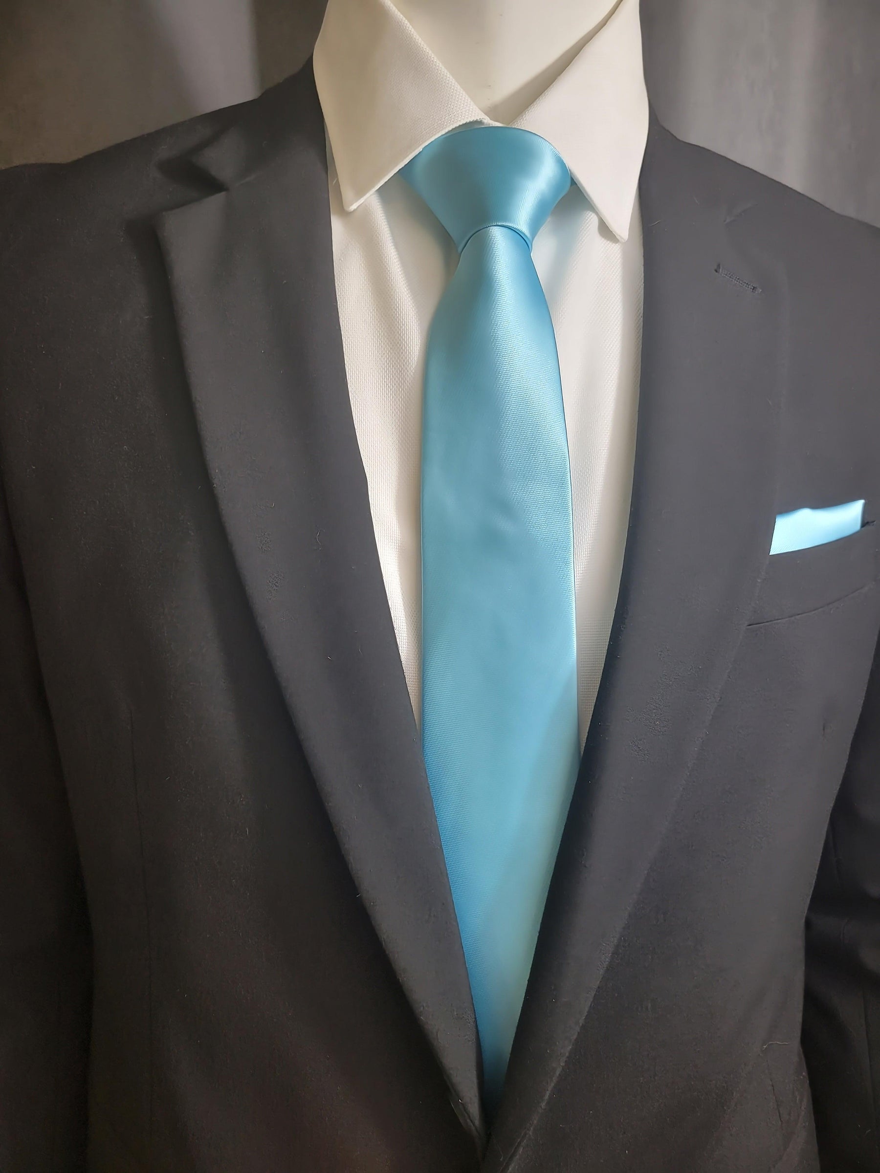 Blue Arctic Necktie and Pocket Square - The Upscale Banker