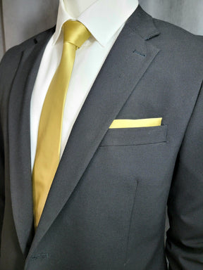 Gold Honey Necktie and Pocket Square - The Upscale Banker
