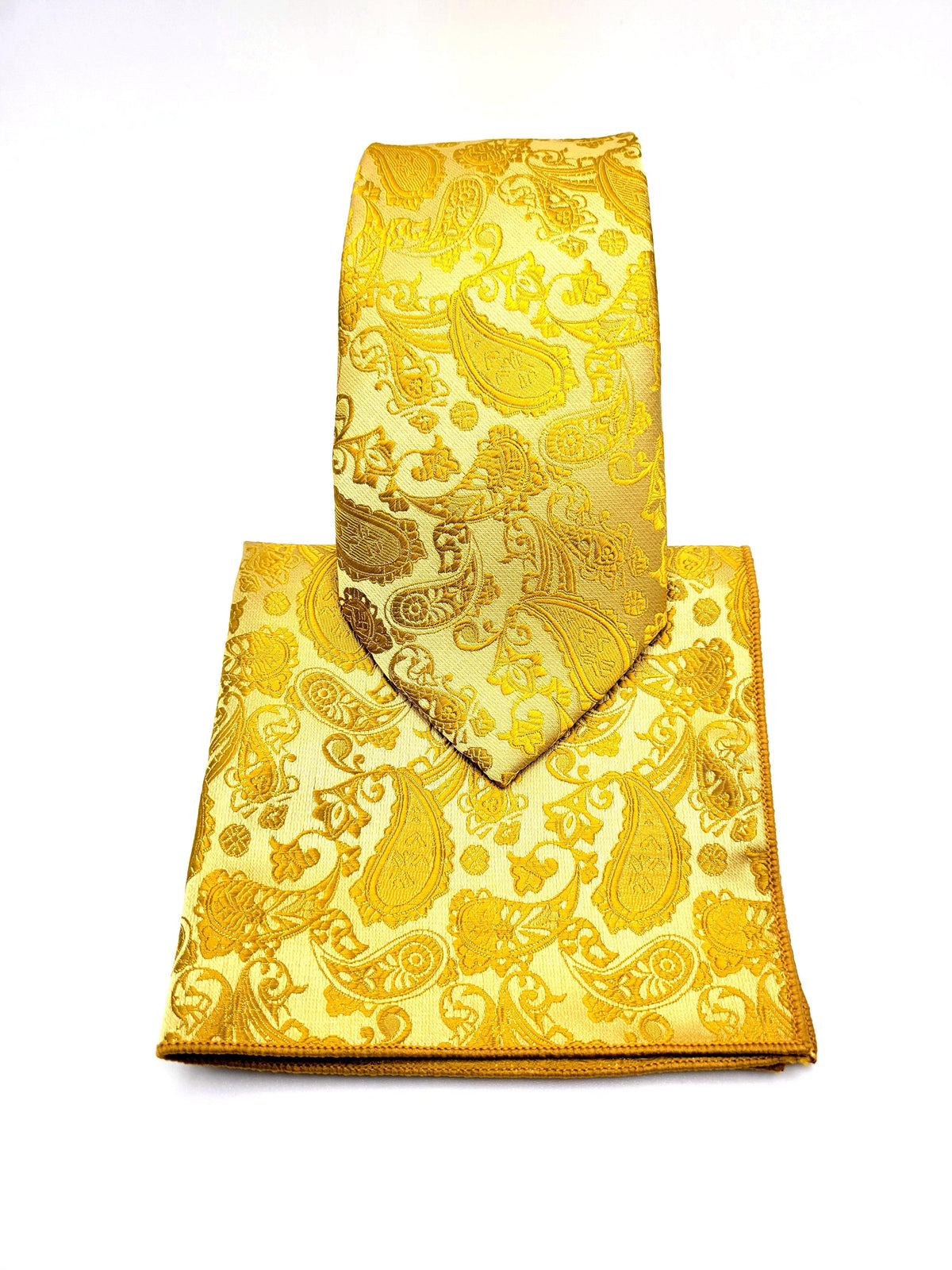 Gold Paisley Necktie and Pocket Square - The Upscale Banker