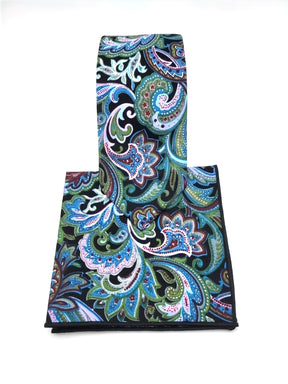 Peacock Paisley Necktie and Pocket Square - The Upscale Banker
