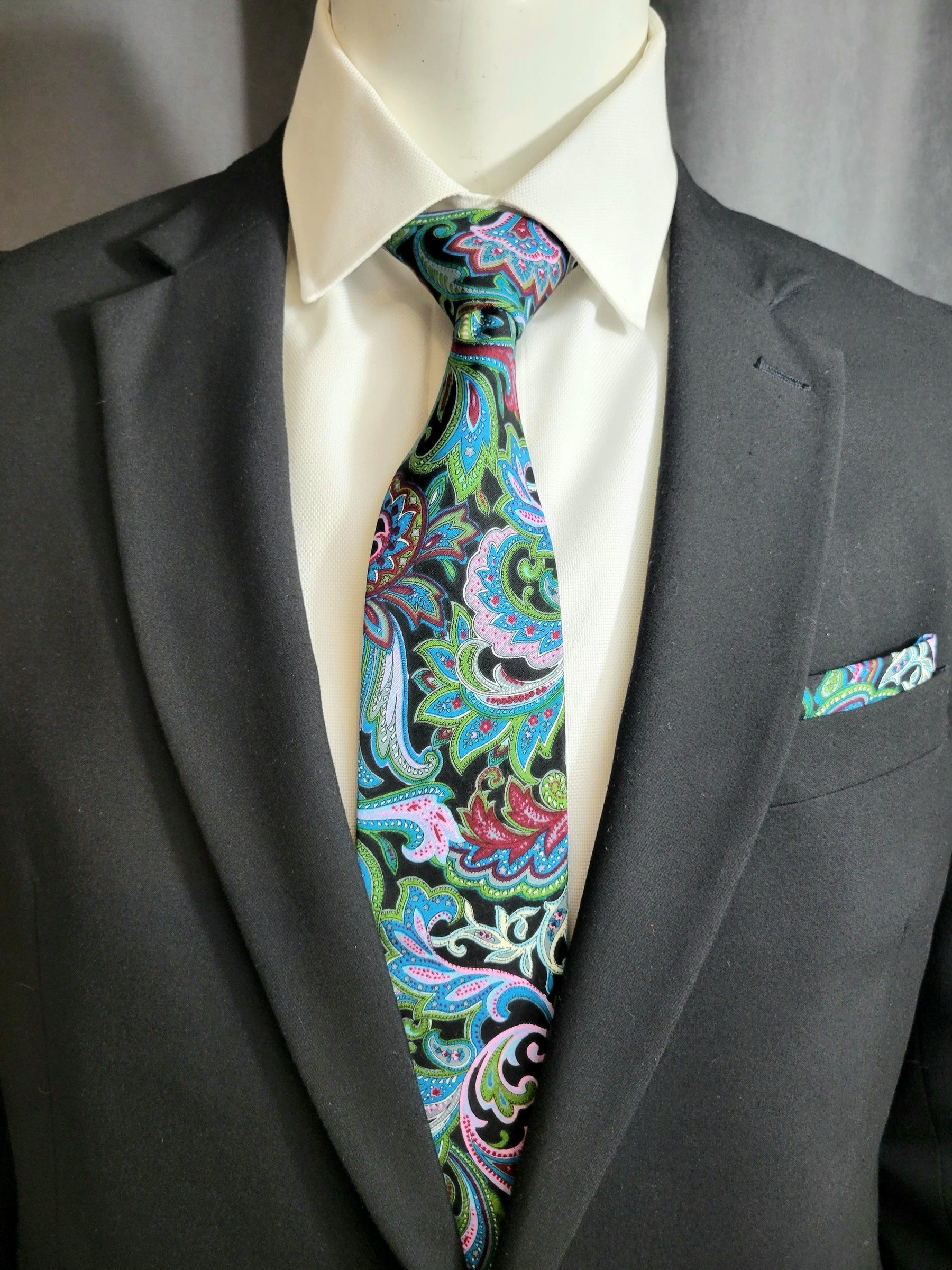 Peacock Paisley Necktie and Pocket Square - The Upscale Banker
