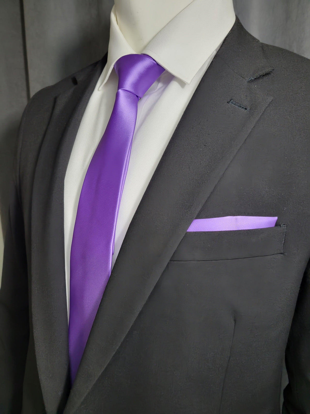 Purple Amethyst Necktie and Pocket Square - The Upscale Banker