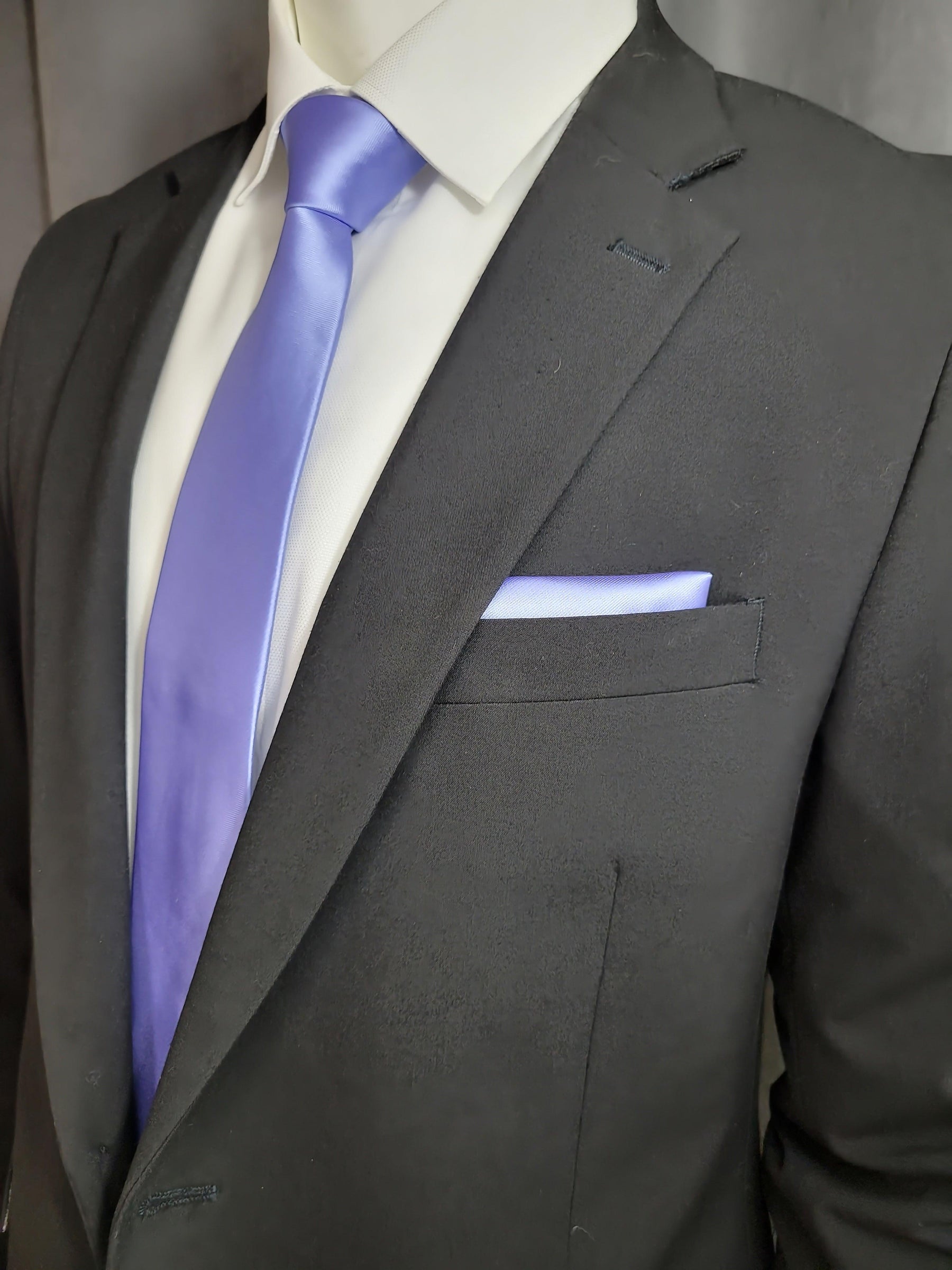Purple Periwinkle Necktie and Pocket Square - The Upscale Banker