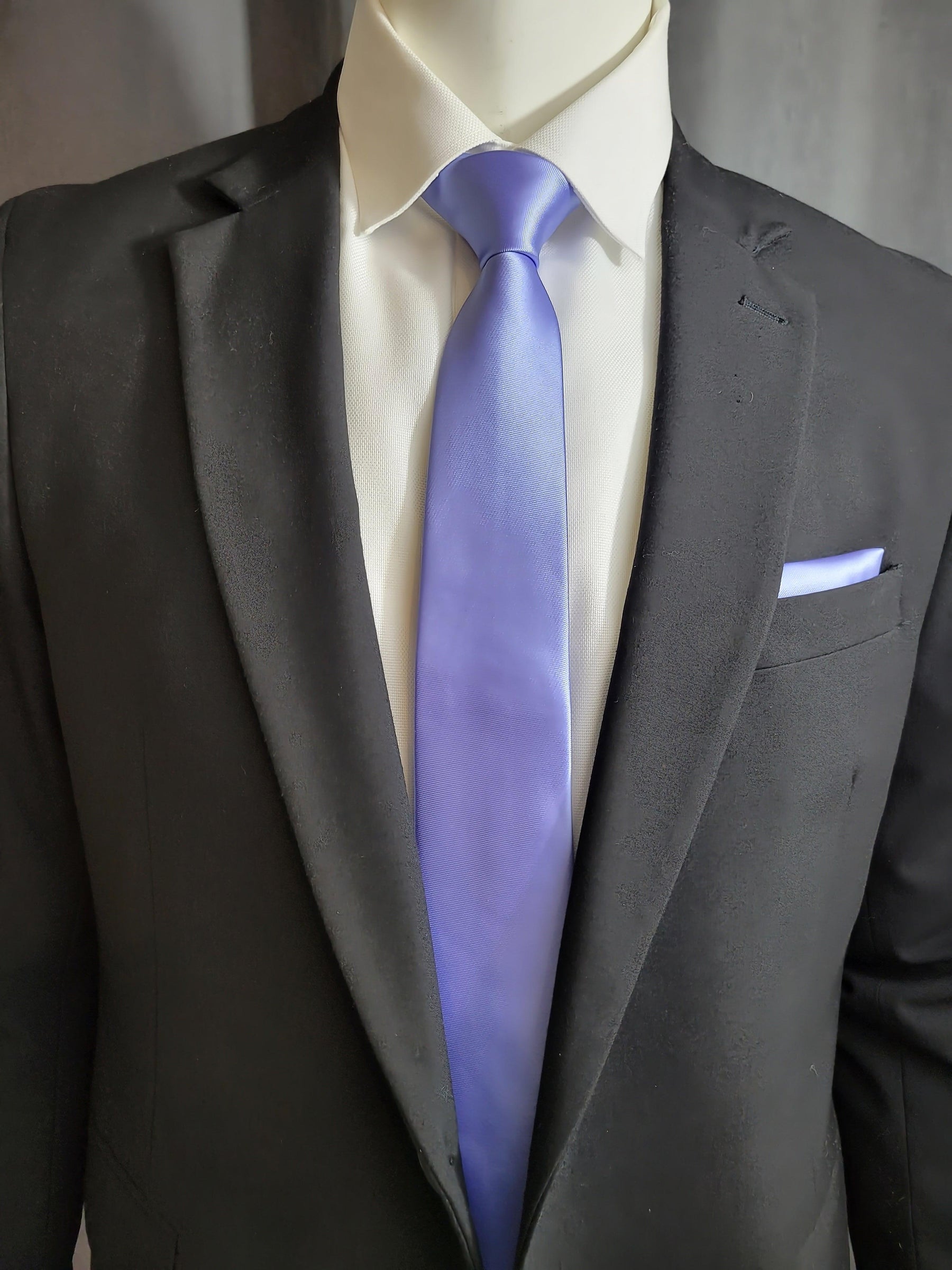 Purple Periwinkle Necktie and Pocket Square - The Upscale Banker