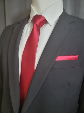 Red Ruby Necktie and Pocket Square - The Upscale Banker