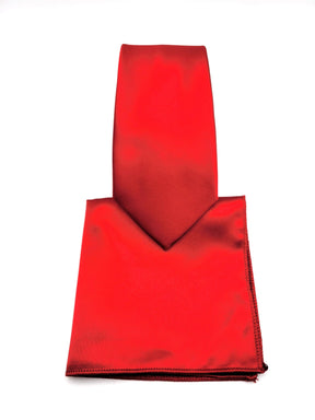 Red Ruby Necktie and Pocket Square - The Upscale Banker