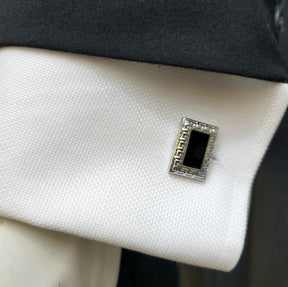 Silver Cufflinks with Black Accent - The Upscale Banker
