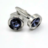 Silver Cufflinks with Violet Gems - The Upscale Banker
