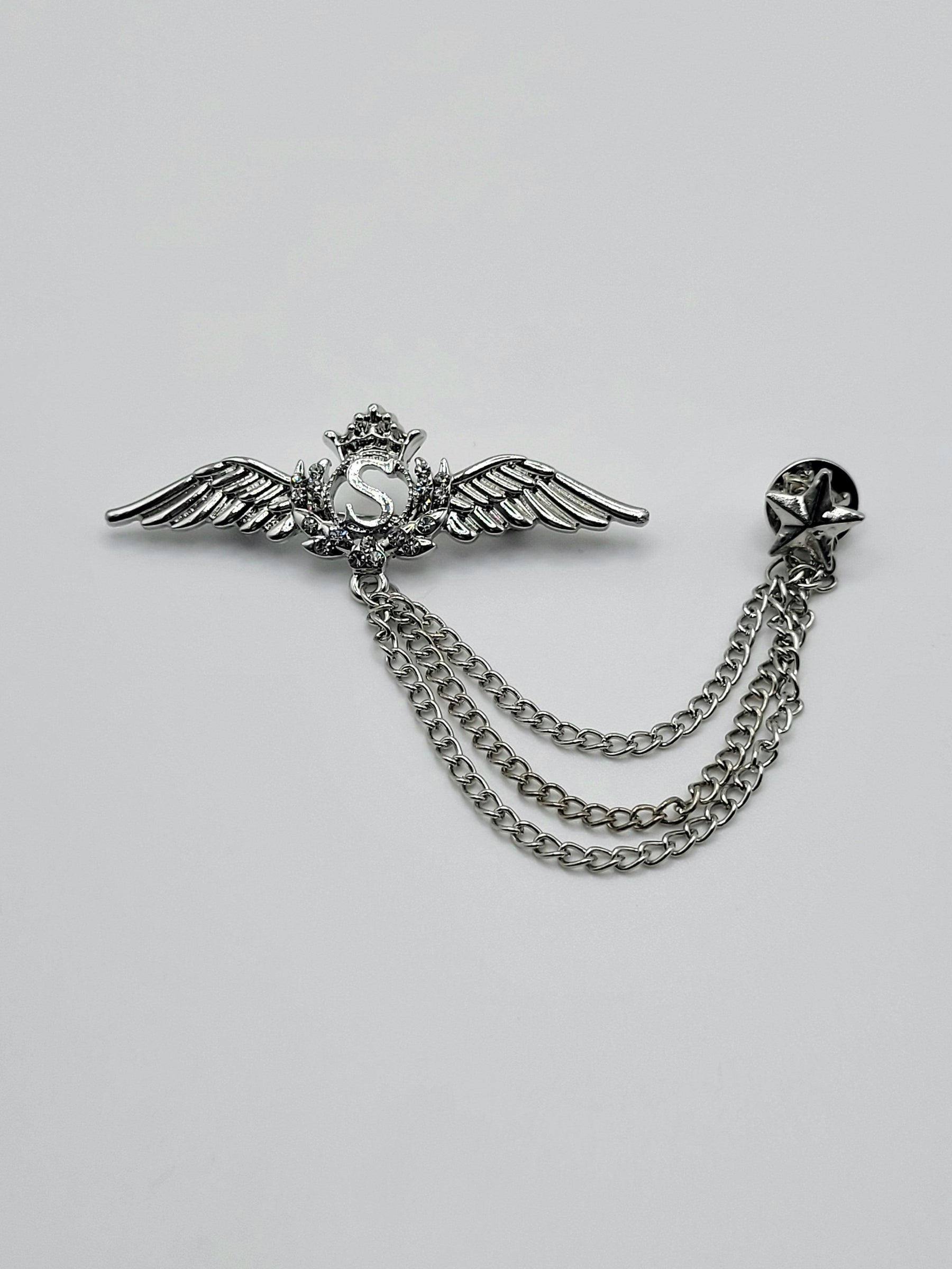 Silver Winged Lapel Chain - The Upscale Banker